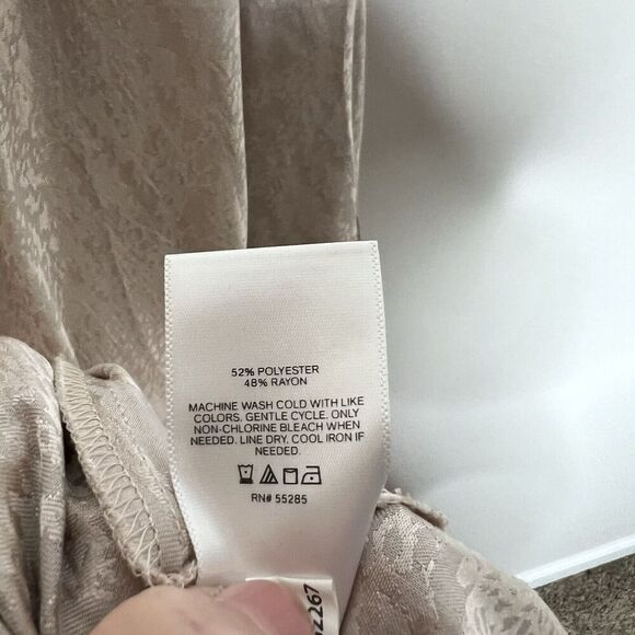 Express Dress Womens XL Satin Midi Slip Cream Damask Adjustable Straps Slits - Picture 10 of 13